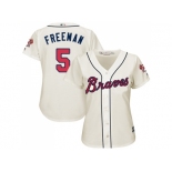 Women's Atlanta Braves #5 Freddie Freeman Cream Alternate Stitched MLB Jersey