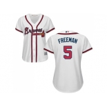 Women's Atlanta Braves #5 Freddie Freeman White Home Stitched MLB Jersey