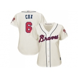 Women's Atlanta Braves #6 Bobby Cox Cream Alternate Stitched MLB Jersey