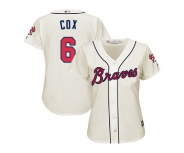 Women's Atlanta Braves #6 Bobby Cox Cream Alternate Stitched MLB Jersey