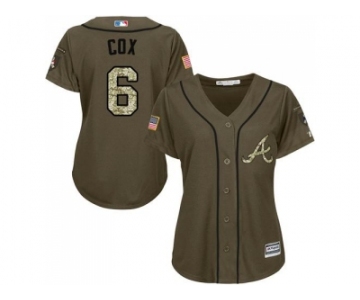 Women's Atlanta Braves #6 Bobby Cox Green Salute to Service Baseball Jersey