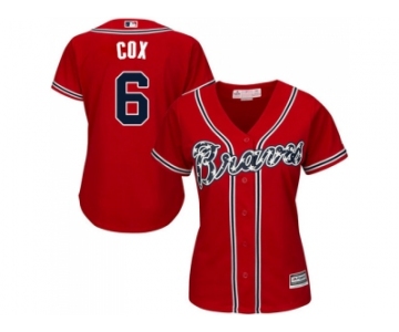 Women's Atlanta Braves #6 Bobby Cox Red Alternate Stitched MLB Jersey