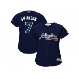 Women's Atlanta Braves #7 Dansby Swanson Navy Blue Alternate Stitched MLB Jersey