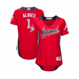 Women's Majestic Atlanta Braves #1 Ozzie Albies Game Red National League 2018 MLB All-Star MLB Jersey