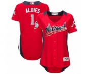 Women's Majestic Atlanta Braves #1 Ozzie Albies Game Red National League 2018 MLB All-Star MLB Jersey