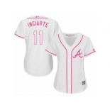 Women's Majestic Atlanta Braves #11 Ender Inciarte Replica White Fashion Cool Base MLB Jersey