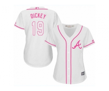 Women's Majestic Atlanta Braves #19 R.A. Dickey Replica White Fashion Cool Base MLB Jersey