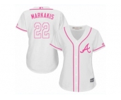 Women's Majestic Atlanta Braves #22 Nick Markakis Authentic White Fashion Cool Base MLB Jersey