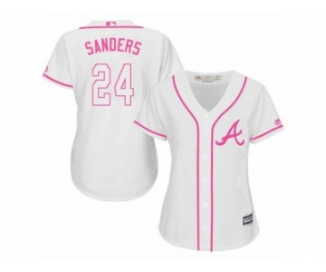 Women's Majestic Atlanta Braves #24 Deion Sanders Replica White Fashion Cool Base MLB Jersey