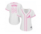 Women's Majestic Atlanta Braves #24 Kurt Suzuki Replica White Fashion Cool Base MLB Jersey