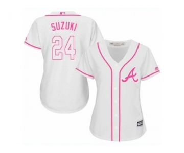 Women's Majestic Atlanta Braves #24 Kurt Suzuki Replica White Fashion Cool Base MLB Jersey