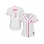 Women's Majestic Atlanta Braves #3 Babe Ruth Replica White Fashion Cool Base MLB Jersey