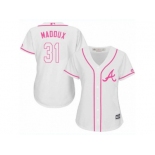 Women's Majestic Atlanta Braves #31 Greg Maddux Replica White Fashion Cool Base MLB Jersey