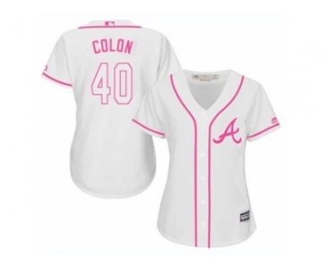 Women's Majestic Atlanta Braves #40 Bartolo Colon Replica White Fashion Cool Base MLB Jersey