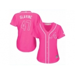 Women's Majestic Atlanta Braves #47 Tom Glavine Authentic Pink Fashion Cool Base MLB Jersey