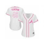 Women's Majestic Atlanta Braves #49 Julio Teheran Replica White Fashion Cool Base MLB Jersey