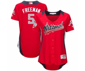 Women's Majestic Atlanta Braves #5 Freddie Freeman Game Red National League 2018 MLB All-Star MLB Jersey