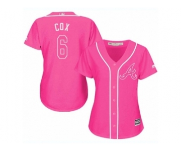 Women's Majestic Atlanta Braves #6 Bobby Cox Replica Pink Fashion Cool Base MLB Jersey