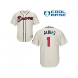 Youth Atlanta Braves #1 Ozzie Albies Cream Cool Base Stitched MLB Jersey