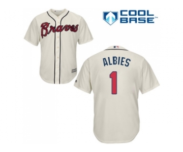 Youth Atlanta Braves #1 Ozzie Albies Cream Cool Base Stitched MLB Jersey