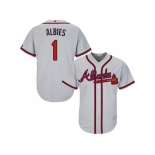 Youth Atlanta Braves #1 Ozzie Albies Grey Cool Base Stitched MLB Jersey