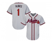 Youth Atlanta Braves #1 Ozzie Albies Grey Cool Base Stitched MLB Jersey