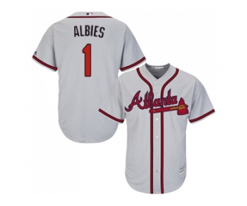 Youth Atlanta Braves #1 Ozzie Albies Grey Cool Base Stitched MLB Jersey