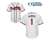 Youth Atlanta Braves #1 Ozzie Albies White Cool Base Stitched MLB Jersey