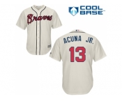 Youth Atlanta Braves #13 Ronald Acuna Jr. Cream Cool Base Stitched MLB Jersey