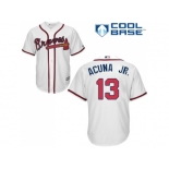 Youth Atlanta Braves #13 Ronald Acuna Jr. White Cool Base Stitched MLB Jersey