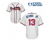 Youth Atlanta Braves #13 Ronald Acuna Jr. White Cool Base Stitched MLB Jersey