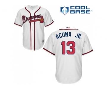 Youth Atlanta Braves #13 Ronald Acuna Jr. White Cool Base Stitched MLB Jersey