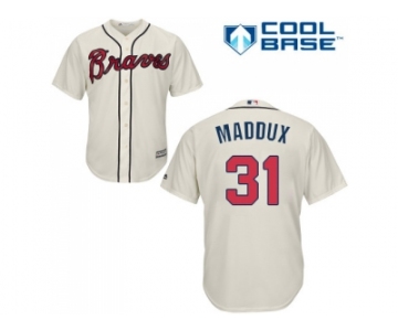 Youth Atlanta Braves #31 Greg Maddux Cream Cool Base Stitched MLB Jersey