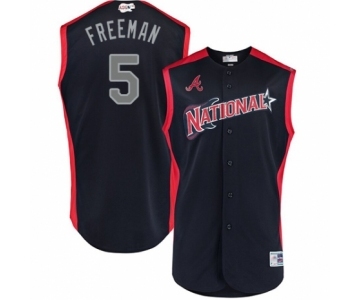 Youth Atlanta Braves #5 Freddie Freeman Authentic Navy Blue National League 2019 Baseball All-Star Jersey