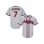 Youth Atlanta Braves #7 Dansby Swanson Grey Cool Base Stitched MLB Jersey