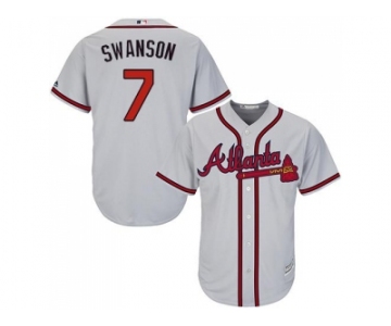 Youth Atlanta Braves #7 Dansby Swanson Grey Cool Base Stitched MLB Jersey