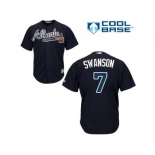 Youth Atlanta Braves #7 Dansby Swanson Navy Blue Cool Base Stitched MLB Jersey