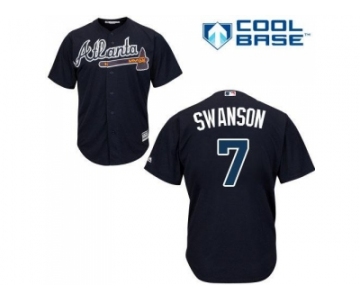 Youth Atlanta Braves #7 Dansby Swanson Navy Blue Cool Base Stitched MLB Jersey