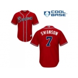 Youth Atlanta Braves #7 Dansby Swanson Red Cool Base Stitched MLB Jersey