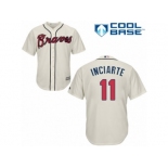 Youth Majestic Atlanta Braves #11 Ender Inciarte Replica Cream Alternate 2 Cool Base MLB Jersey