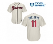 Youth Majestic Atlanta Braves #11 Ender Inciarte Replica Cream Alternate 2 Cool Base MLB Jersey