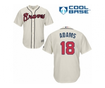 Youth Majestic Atlanta Braves #18 Matt Adams Replica Cream Alternate 2 Cool Base MLB Jersey