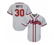 Youth Majestic Atlanta Braves #30 Jason Motte Replica Grey Road Cool Base MLB Jersey