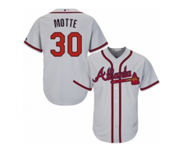 Youth Majestic Atlanta Braves #30 Jason Motte Replica Grey Road Cool Base MLB Jersey