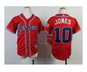 Youth mlb jerseys atlanta braves #10 jones red[2014 new]