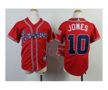 Youth mlb jerseys atlanta braves #10 jones red[2014 new]