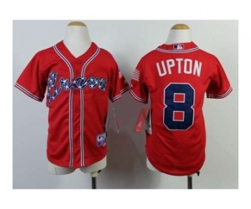 Youth mlb jerseys atlanta braves #8 upton red[2014 new]