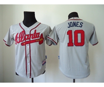 youth mlb jerseys atlanta braves #10 jones grey