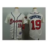 youth mlb jerseys atlanta braves #19 simmons cream