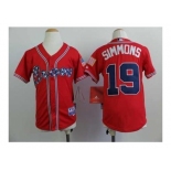 youth mlb jerseys atlanta braves #19 simmons red[2014 new]